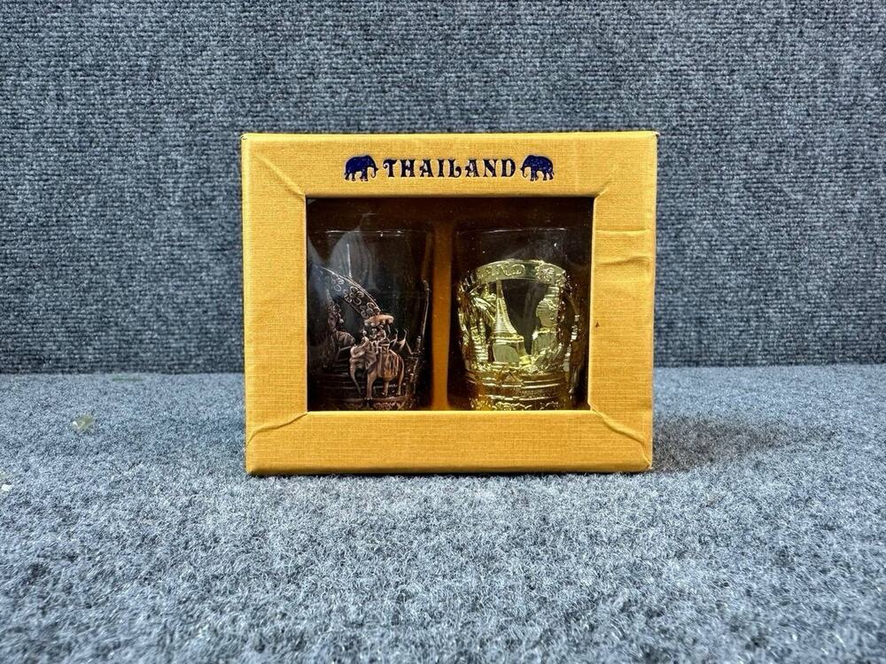 Thailand Shot Glasses Gold And Silver Elephant Souvenir Shot Glasses Set Of 2